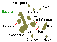 map of the Galpagos Archipelago showing individual islands